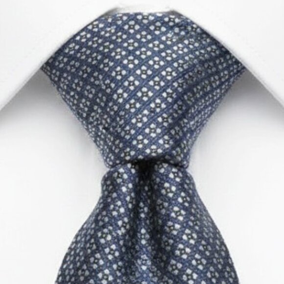 Vintage Chaps Ralph Lauren Geometric Silk Tie Blue White Yellow - Picture 1 of 8